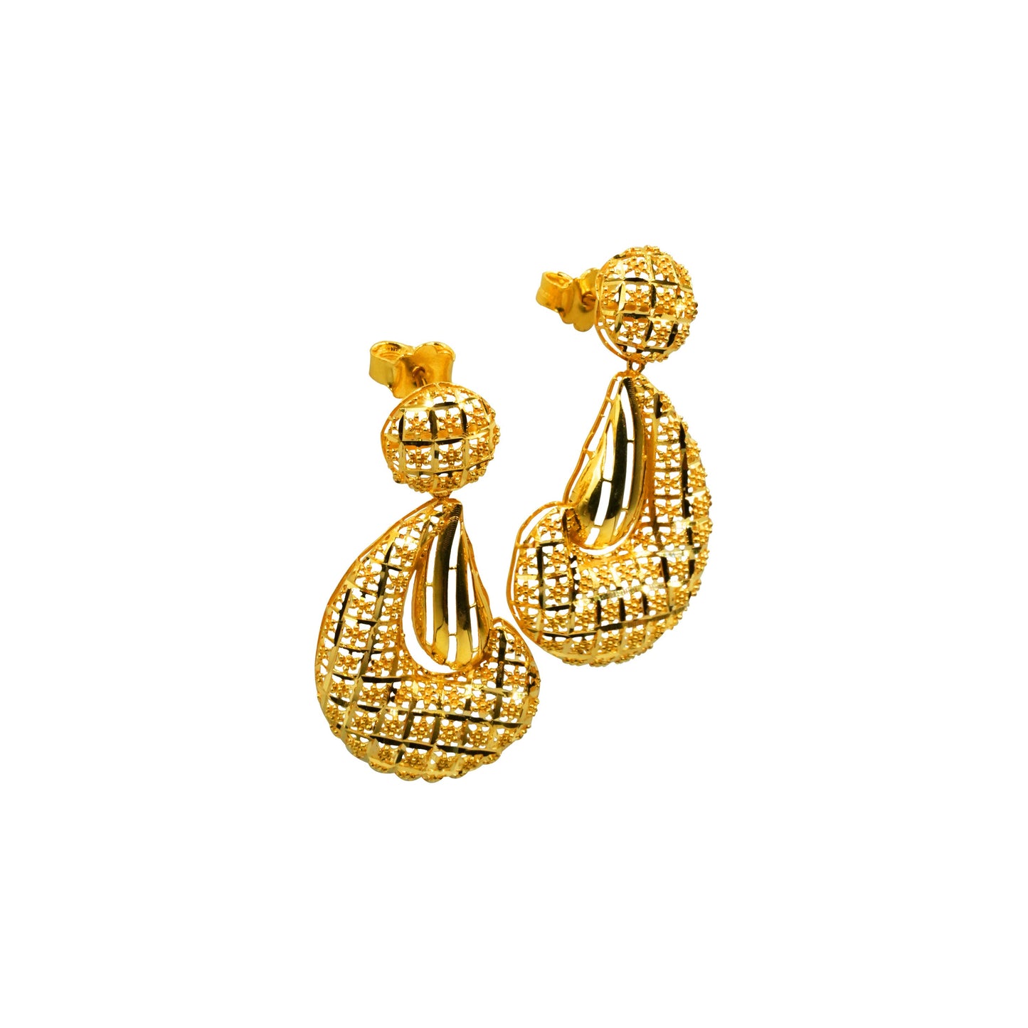 22K Earrings - Golden Mesh Trending Earrings