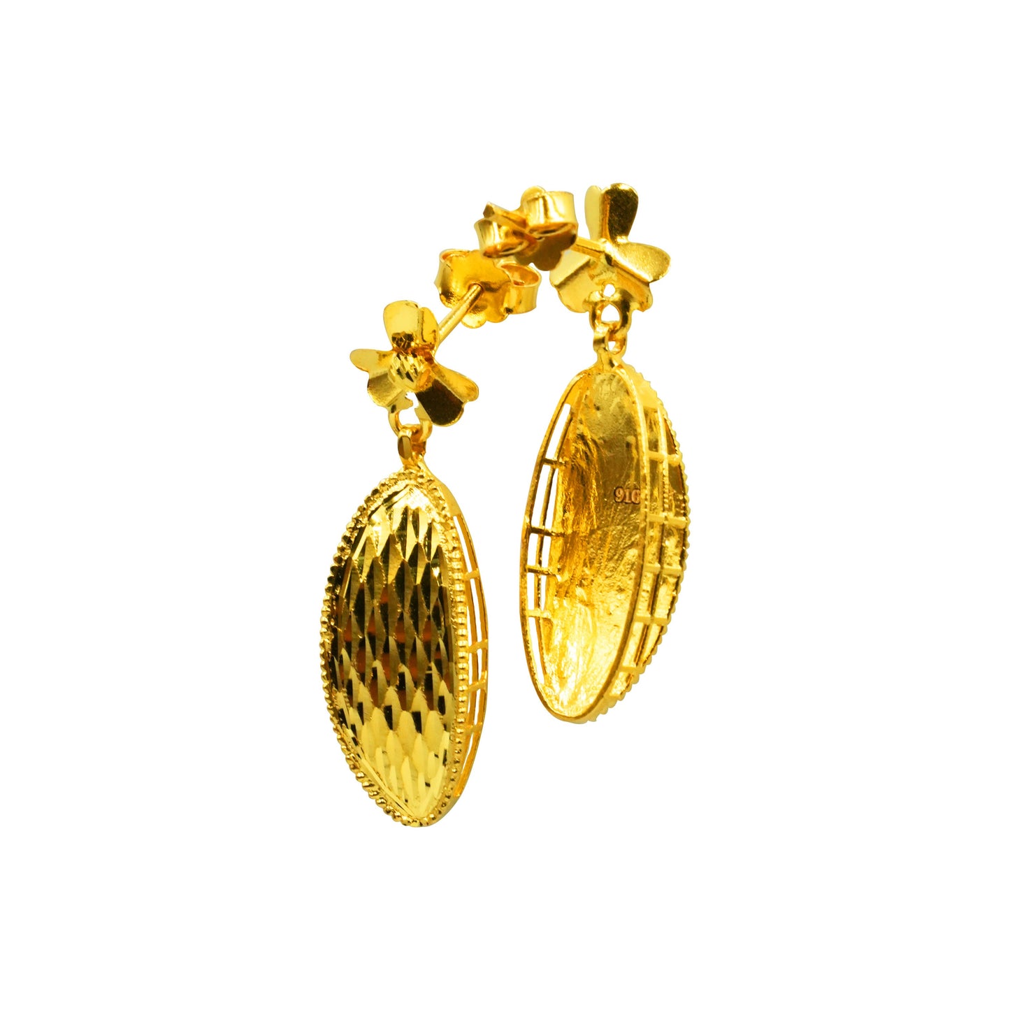 22K Earrings - Arabic Bold Pendant