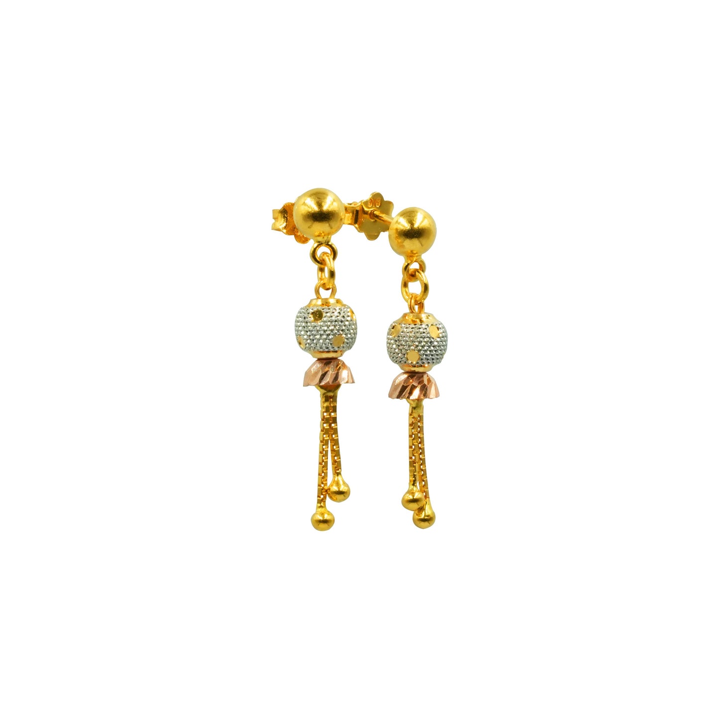 22K Earrings -Turkish Mat Long Earrings