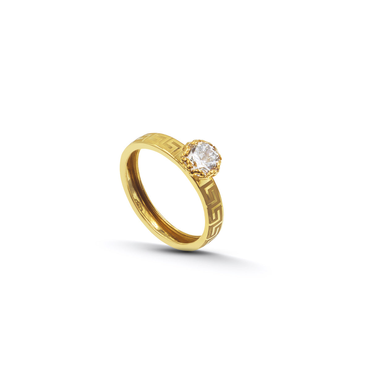 18K Zircon Stone Yellow Gold Ring