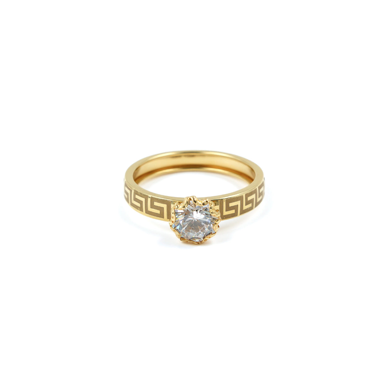 18K Zircon Stone Yellow Gold Ring