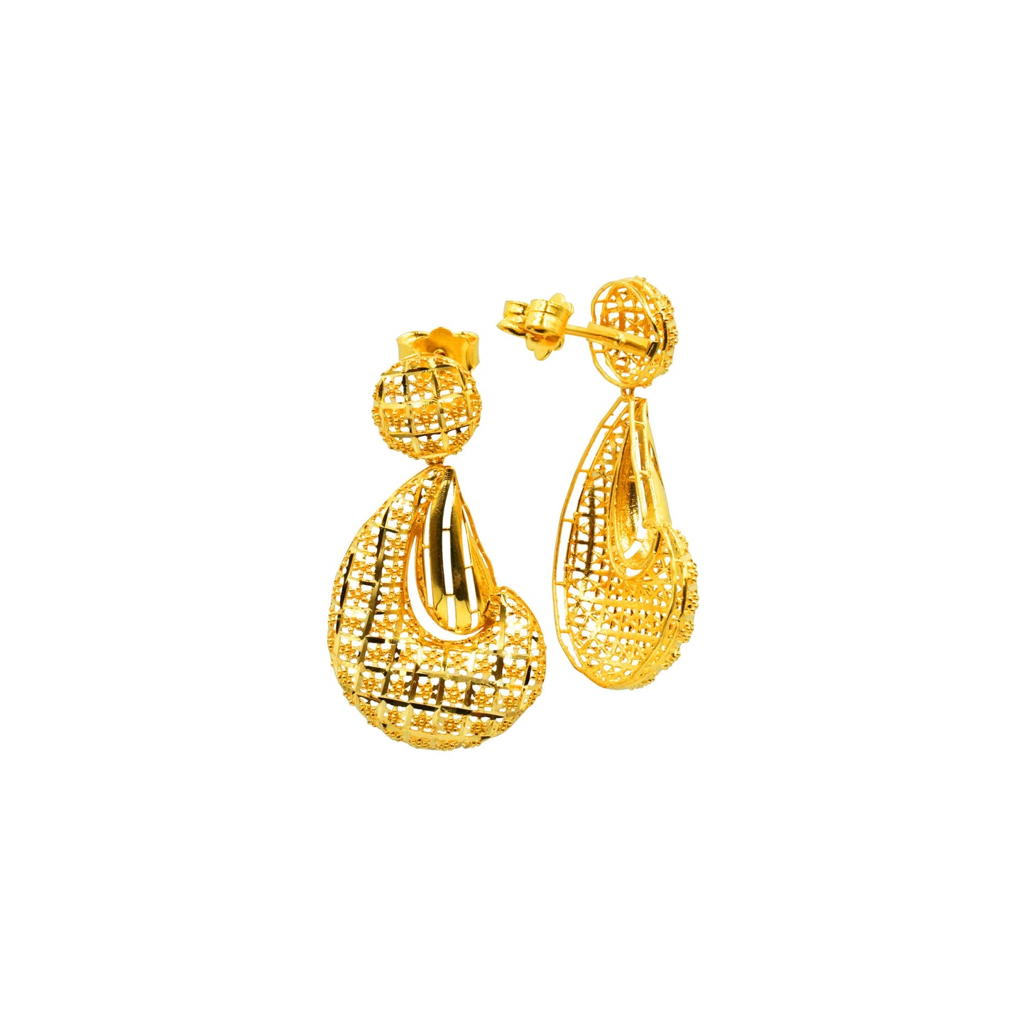 22K Earrings - Golden Mesh Trending Earrings