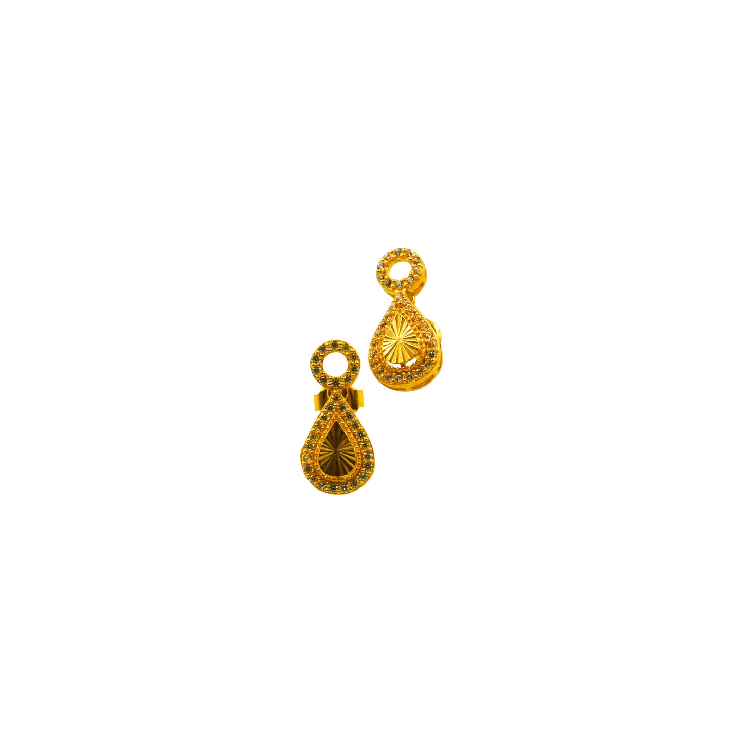 22K Earrings - Turkish Drop With Stone