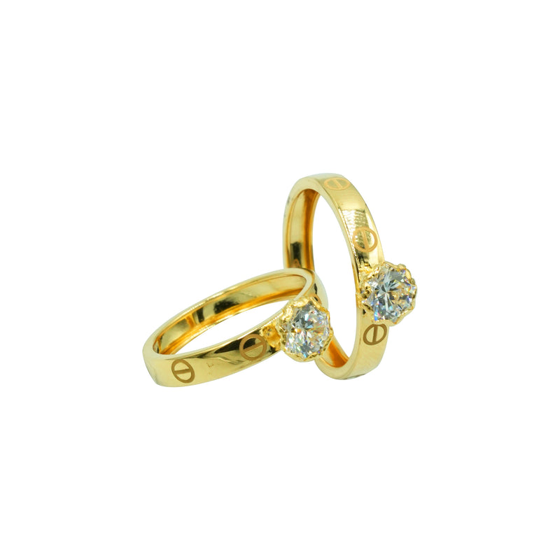 18K Ring - Zircon Crown Classic Couple Ring