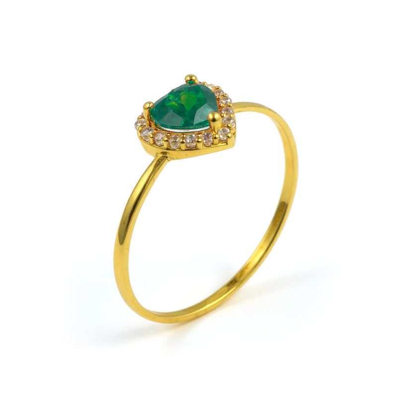 Heart Shaped Green Zircone 18K Ring