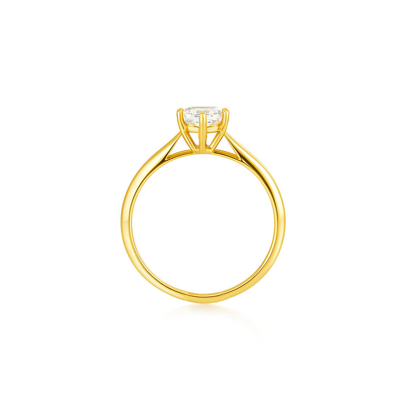 18K Zircone Stone Yellow Gold Ring