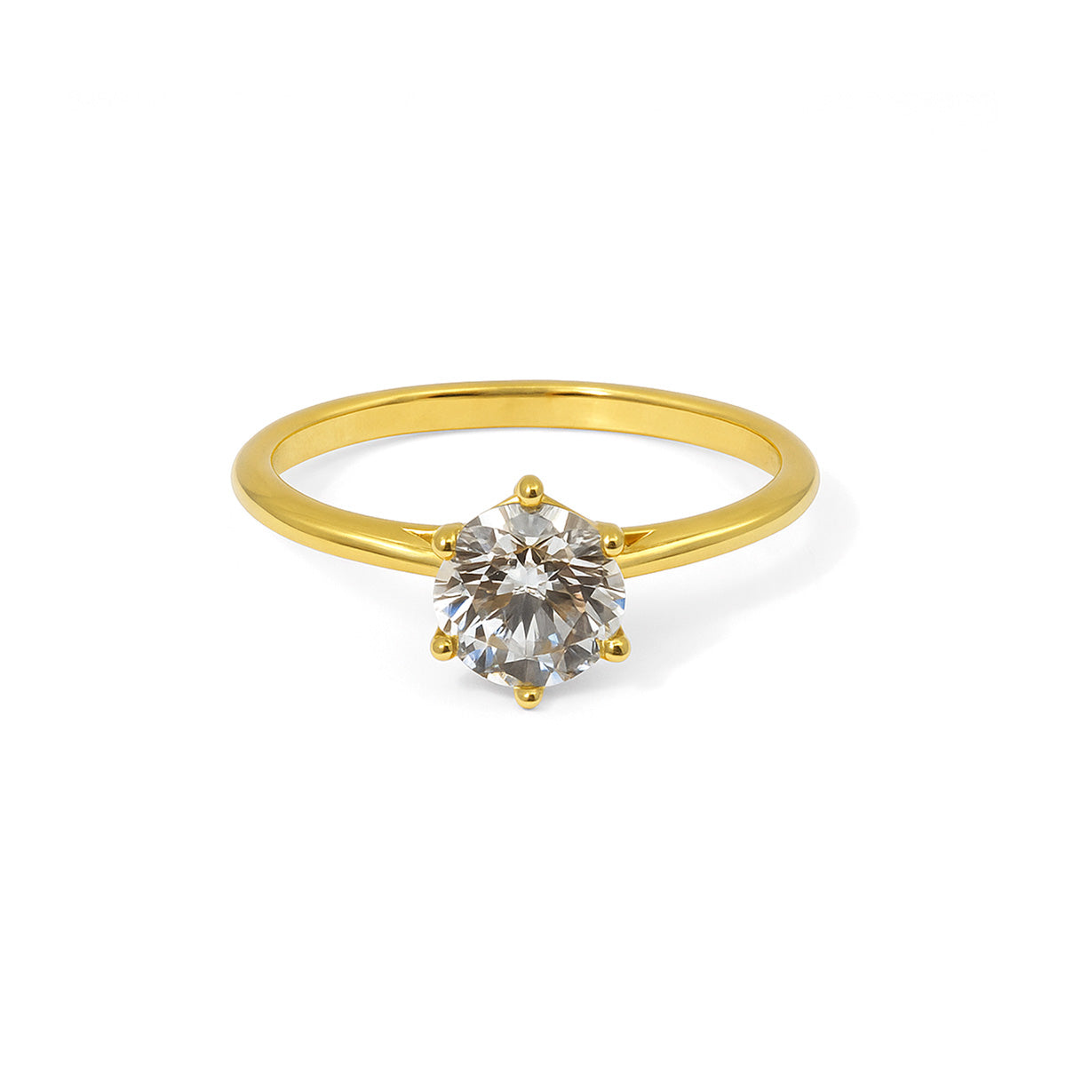 18K Zircone Stone Yellow Gold Ring
