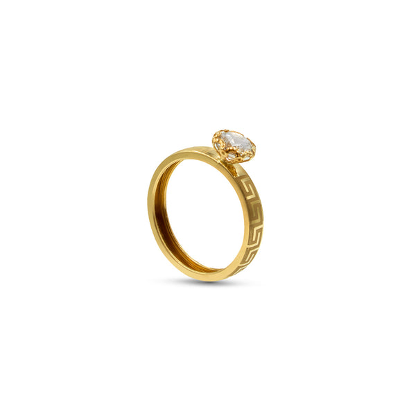 18K Zircon Stone Yellow Gold Ring