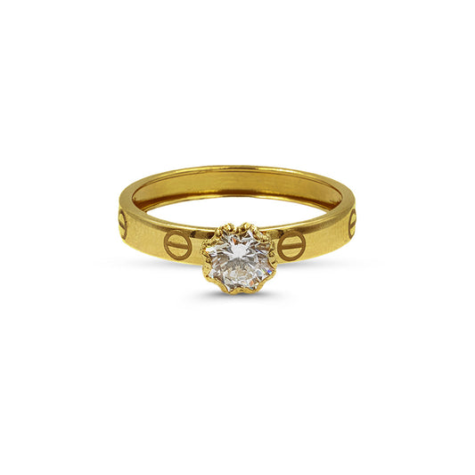 Yellow Gold Zircon Stone Ring